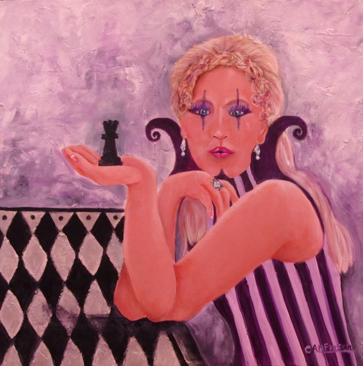 "Queen of Diamonds" 20 x 20 acrylic mixed media on canvas